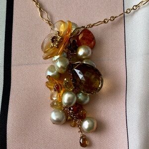 Angel Porter Pearl, Goldstone & Smoky Quartz Necklace